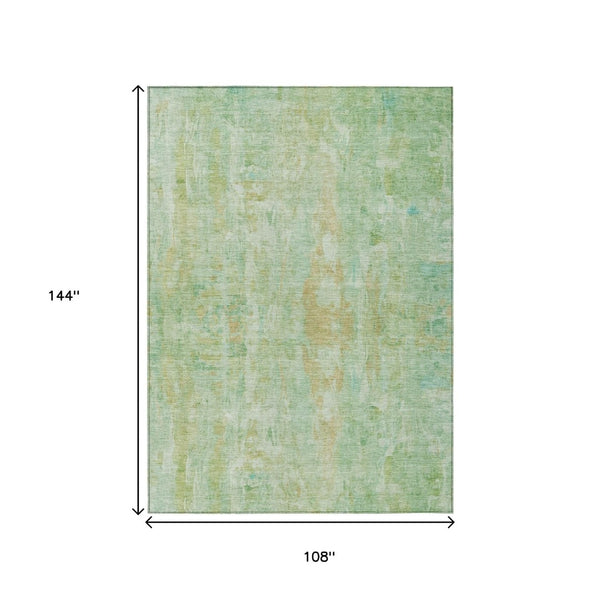 HomeRoots 9' X 12' Fern Green and Copper Abstract Washable Rug - Durable, Stylish, Ideal for Indoor & Outdoor Use 658709