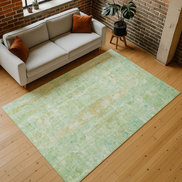HomeRoots 9' X 12' Fern Green and Copper Abstract Washable Rug - Durable, Stylish, Ideal for Indoor & Outdoor Use 658709