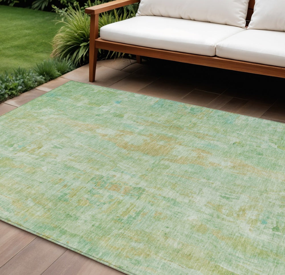 HomeRoots 10' Stylish Fern Green & Copper Abstract Washable Area Rug – Ideal for Indoor & Outdoor Spaces! 658710