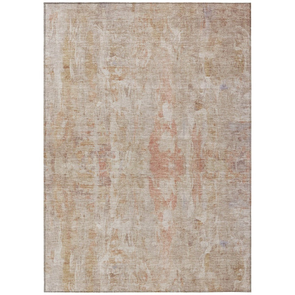 HomeRoots 9' X 12' Abstract Beige and Salmon Washable Area Rug – Durable, Stylish, and Perfect for Indoors or Outdoors! 658715