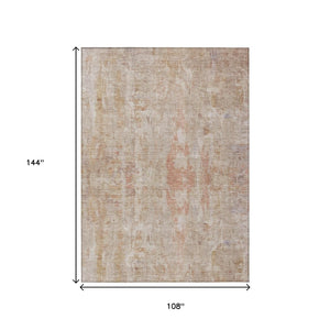HomeRoots 9' X 12' Abstract Beige and Salmon Washable Area Rug – Durable, Stylish, and Perfect for Indoors or Outdoors! 658715