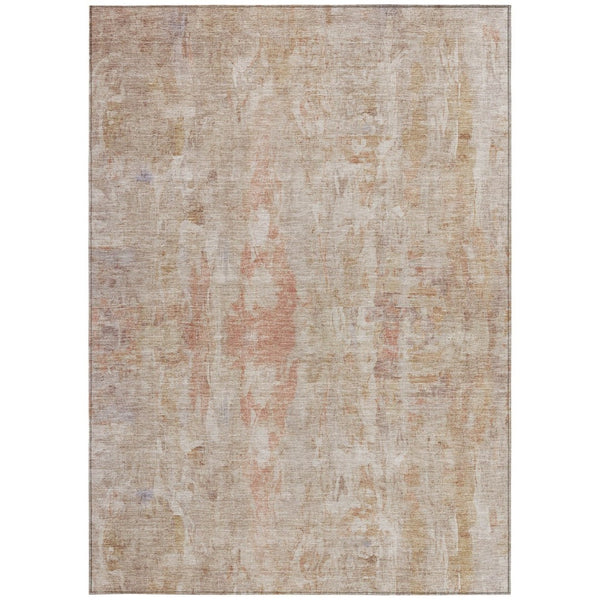 HomeRoots 10' X 14' Beige and Salmon Abstract Area Rug - Washable, Stain-Resistant for Indoor & Outdoor Use! 658716