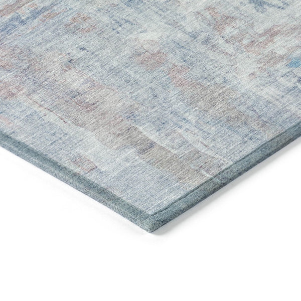HomeRoots 5' Blue and Blush Abstract Area Rug - Stylish Washable Indoor/Outdoor Design for High-Traffic Spaces 658718