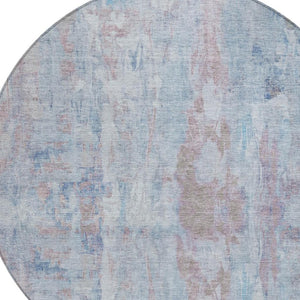 HomeRoots 8' Blue and Blush Round Abstract Area Rug – Stylish, Washable, Indoor/Outdoor, Stain-Resistant Design! 658719