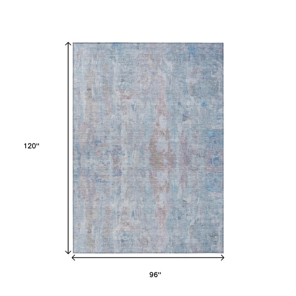 HomeRoots 8' X 10' Blue and Blush Abstract Area Rug - Stylish, Durable, Washable Indoor/Outdoor Design for Modern Spaces 658720