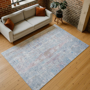 HomeRoots 8' X 10' Blue and Blush Abstract Area Rug - Stylish, Durable, Washable Indoor/Outdoor Design for Modern Spaces 658720