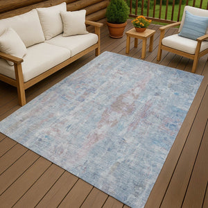 HomeRoots 8' X 10' Blue and Blush Abstract Area Rug - Stylish, Durable, Washable Indoor/Outdoor Design for Modern Spaces 658720