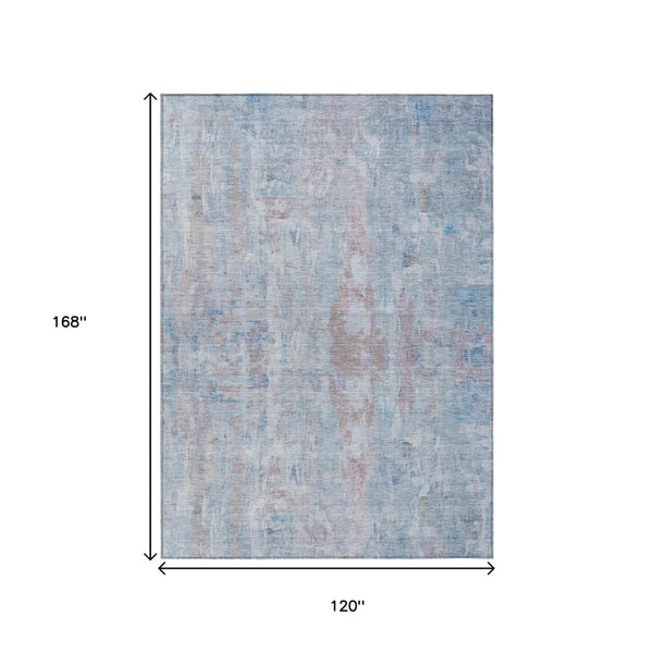HomeRoots 10' Blue and Blush Abstract Washable Area Rug - Durable, Stain-Resistant, Indoor/Outdoor Style for Any Space 658722