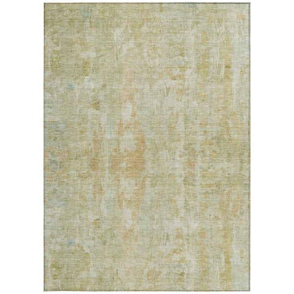 HomeRoots 5' X 8' Vibrant Key Lime & Copper Abstract Rug - Washable, Durable for Indoor & Outdoor Spaces! 658724