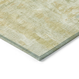 HomeRoots 8' Key Lime & Copper Round Area Rug - Washable, Modern Abstract Design for Indoor & Outdoor Use 658725