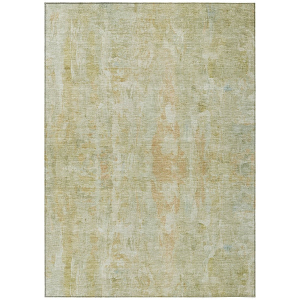 HomeRoots 8' X 10' Vibrant Key Lime and Copper Abstract Washable Area Rug for Indoor Outdoor Versatility 658726
