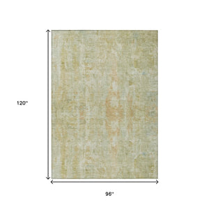 HomeRoots 8' X 10' Vibrant Key Lime and Copper Abstract Washable Area Rug for Indoor Outdoor Versatility 658726