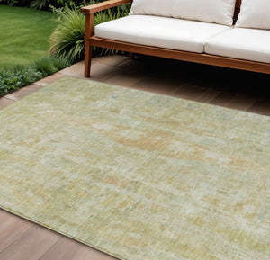 HomeRoots 9' X 12' Key Lime & Copper Abstract Area Rug - Washable, Durable, Modern Design for Indoor/Outdoor Use 658727