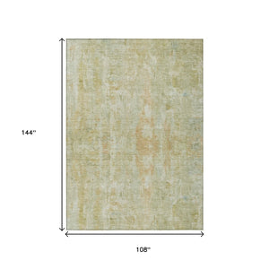 HomeRoots 9' X 12' Key Lime & Copper Abstract Area Rug - Washable, Durable, Modern Design for Indoor/Outdoor Use 658727