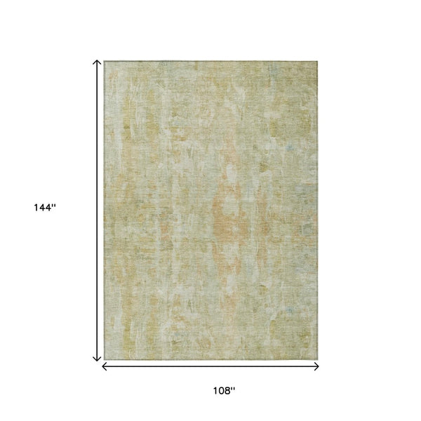 HomeRoots 9' X 12' Key Lime & Copper Abstract Area Rug - Washable, Durable, Modern Design for Indoor/Outdoor Use 658727
