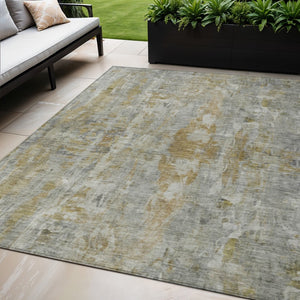 HomeRoots 5' Abstract Pewter & Gray Washable Area Rug - Durable, Stylish, Indoor/Outdoor Design for High Traffic 658730
