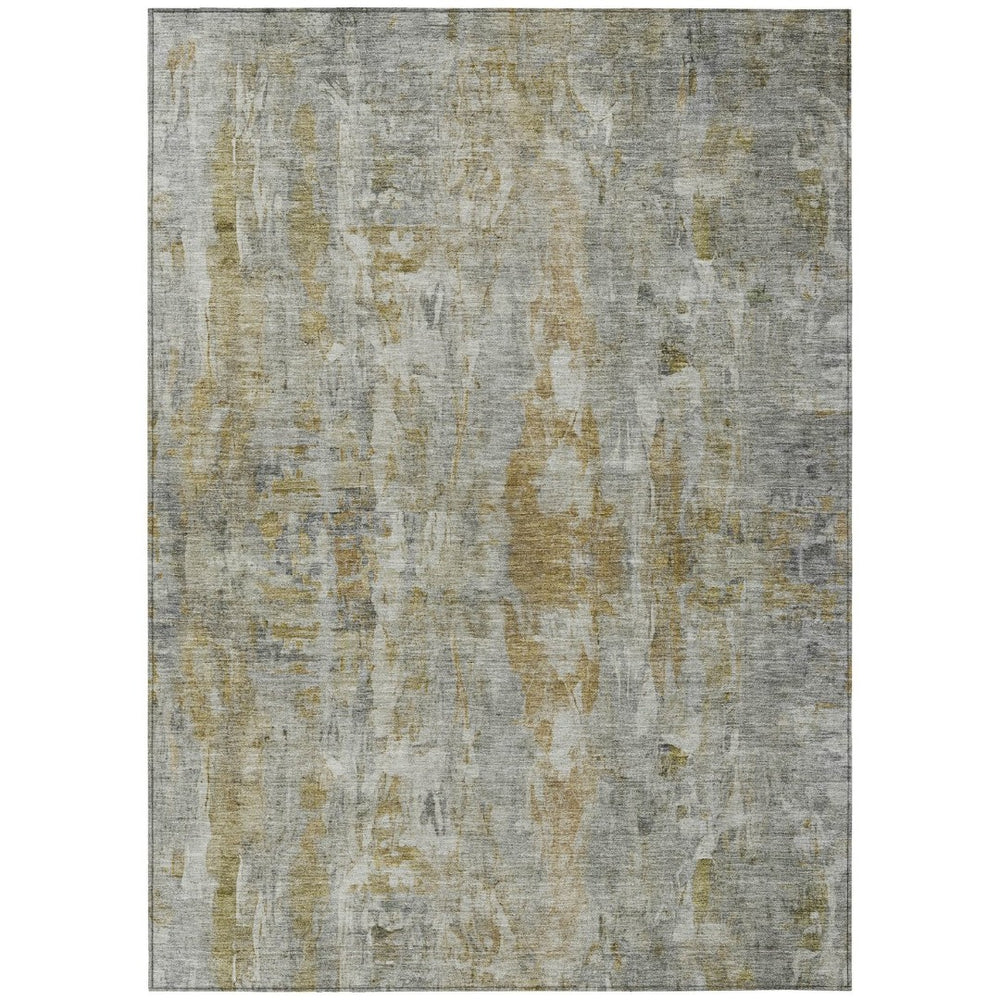HomeRoots 5' Abstract Pewter & Gray Washable Area Rug - Durable, Stylish, Indoor/Outdoor Design for High Traffic 658730