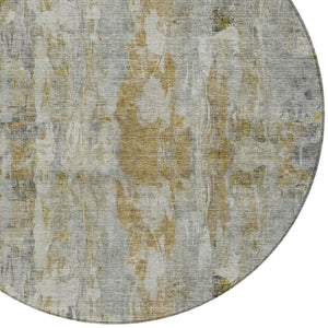 HomeRoots 8' Contemporary Pewter and Gray Abstract Washable Area Rug - Durable Indoor Outdoor Design, 8ft Round 658731