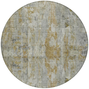HomeRoots 8' Contemporary Pewter and Gray Abstract Washable Area Rug - Durable Indoor Outdoor Design, 8ft Round 658731