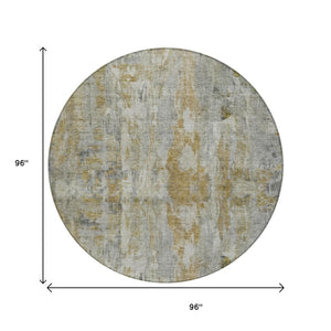 HomeRoots 8' Contemporary Pewter and Gray Abstract Washable Area Rug - Durable Indoor Outdoor Design, 8ft Round 658731