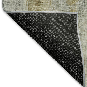 HomeRoots 8' X 10' Contemporary Pewter & Gray Abstract Washable Rug for Indoor/Outdoor High-Traffic Areas 658732