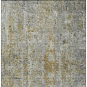 HomeRoots 8' X 10' Contemporary Pewter & Gray Abstract Washable Rug for Indoor/Outdoor High-Traffic Areas 658732