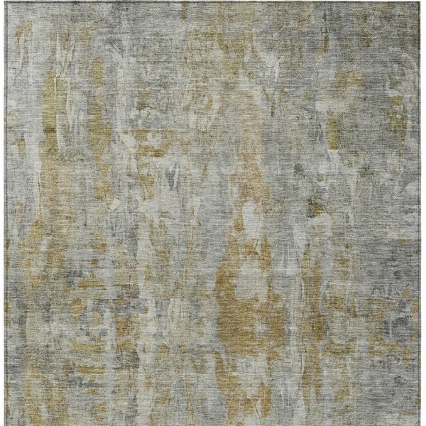 HomeRoots 8' X 10' Contemporary Pewter & Gray Abstract Washable Rug for Indoor/Outdoor High-Traffic Areas 658732