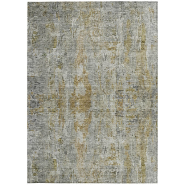 HomeRoots 9' X 12' Abstract Washable Area Rug in Pewter & Gray – Durable, Stylish for Indoor & Outdoor Spaces 658733