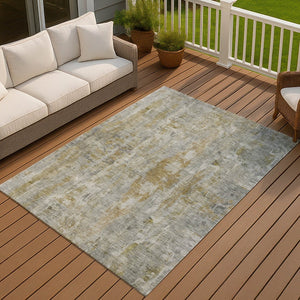HomeRoots 10' X 14' Contemporary Pewter and Gray Abstract Washable Area Rug for Indoor and Outdoor Spaces 658734