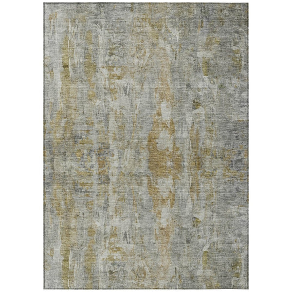 HomeRoots 10' X 14' Contemporary Pewter and Gray Abstract Washable Area Rug for Indoor and Outdoor Spaces 658734