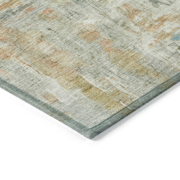 HomeRoots 8' Sage and Copper Round Abstract Area Rug - Durable, Washable Design for Indoor & Outdoor Spaces 658737