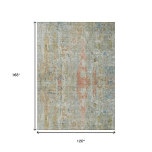 HomeRoots 10' X 14' Sage & Copper Abstract Area Rug - Stylish, Washable Indoor/Outdoor Decor for Any Space 658740