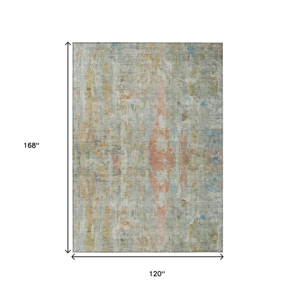 HomeRoots 10' X 14' Sage & Copper Abstract Area Rug - Stylish, Washable Indoor/Outdoor Decor for Any Space 658740