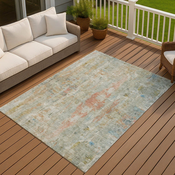 HomeRoots 10' X 14' Sage & Copper Abstract Area Rug - Stylish, Washable Indoor/Outdoor Decor for Any Space 658740