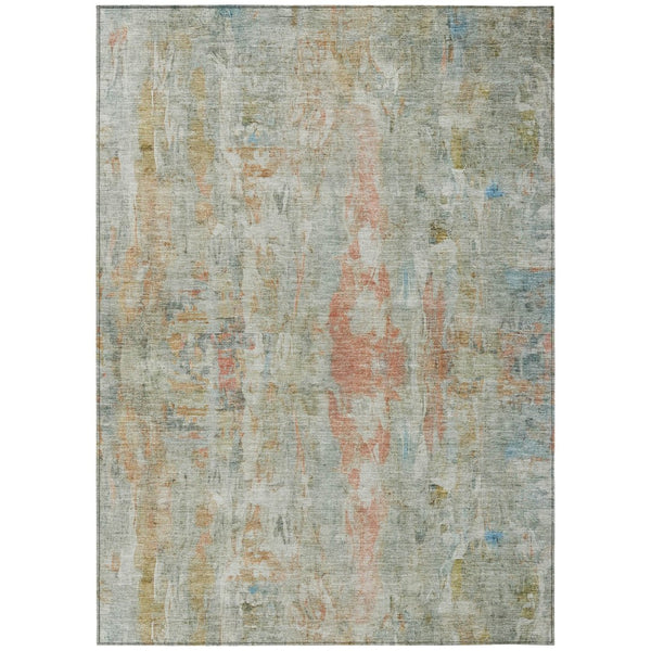 HomeRoots 10' X 14' Sage & Copper Abstract Area Rug - Stylish, Washable Indoor/Outdoor Decor for Any Space 658740