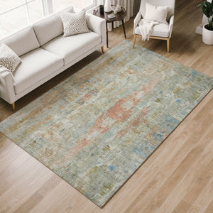 HomeRoots 10' X 14' Sage & Copper Abstract Area Rug - Stylish, Washable Indoor/Outdoor Decor for Any Space 658740