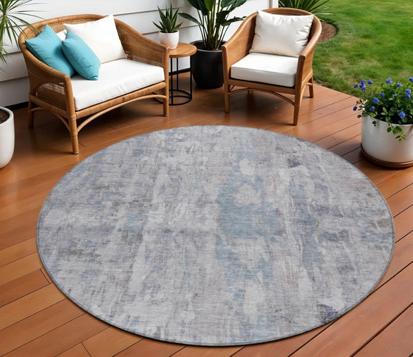 HomeRoots 8' Taupe and Gray Round Abstract Rug – Stylish, Washable, Durable Indoor/Outdoor Area Essential! 658743