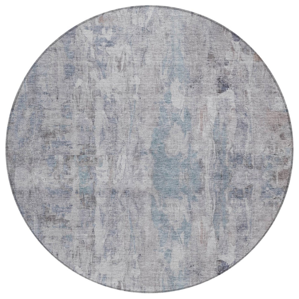 HomeRoots 8' Taupe and Gray Round Abstract Rug – Stylish, Washable, Durable Indoor/Outdoor Area Essential! 658743