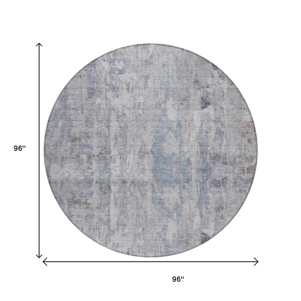 HomeRoots 8' Taupe and Gray Round Abstract Rug – Stylish, Washable, Durable Indoor/Outdoor Area Essential! 658743