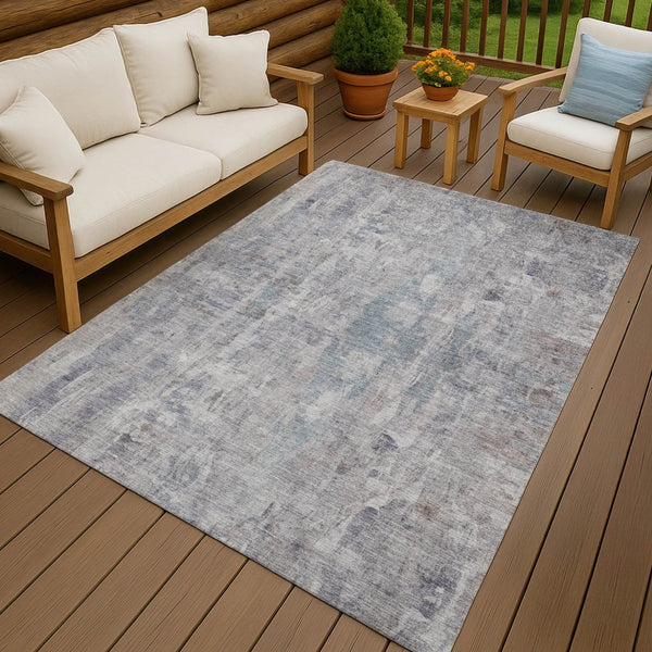 HomeRoots 10' X 14' Durable Taupe and Gray Abstract Washable Area Rug for Indoor and Outdoor Spaces 658746