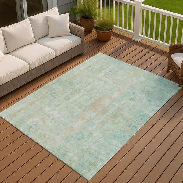 HomeRoots 5' X 8' Turquoise & Copper Abstract Area Rug – Stylish, Durable, Machine Washable for Indoors & Outdoors 658748