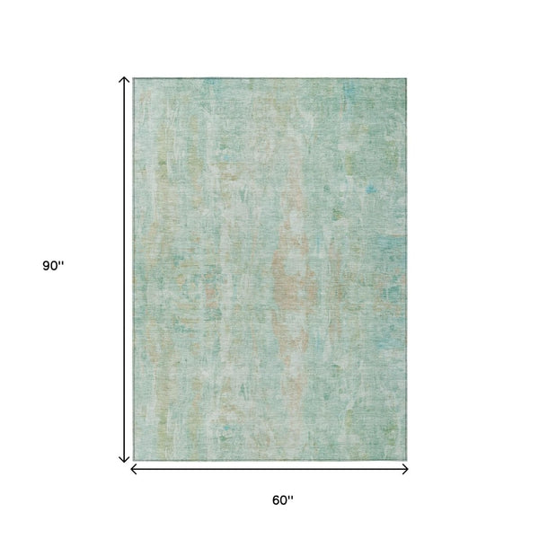HomeRoots 5' X 8' Turquoise & Copper Abstract Area Rug – Stylish, Durable, Machine Washable for Indoors & Outdoors 658748