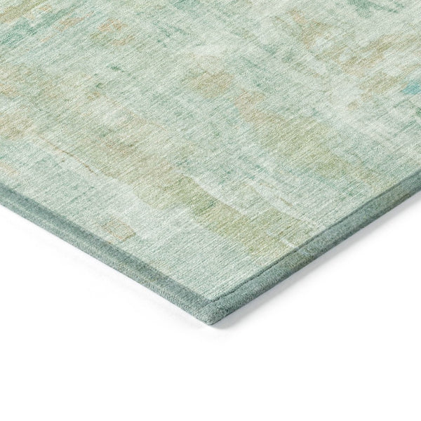HomeRoots 8' Vibrant Turquoise and Copper Round Abstract Area Rug - Washable, Durable, Indoor & Outdoor Use 658749