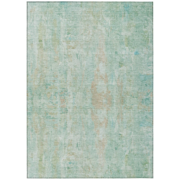 HomeRoots 9' X 12' Vibrant Turquoise & Copper Abstract Area Rug - Washable, Durable for Indoor & Outdoor Use! 658751