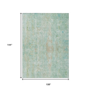 HomeRoots 9' X 12' Vibrant Turquoise & Copper Abstract Area Rug - Washable, Durable for Indoor & Outdoor Use! 658751