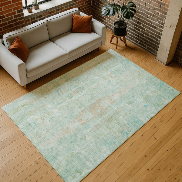 HomeRoots 9' X 12' Vibrant Turquoise & Copper Abstract Area Rug - Washable, Durable for Indoor & Outdoor Use! 658751
