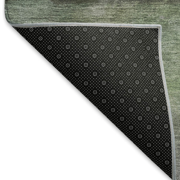 HomeRoots 8' Modern Artichoke Green & Gray Round Abstract Washable Area Rug for Indoor/Outdoor Use 658755