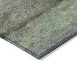 HomeRoots 8' Modern Artichoke Green & Gray Round Abstract Washable Area Rug for Indoor/Outdoor Use 658755