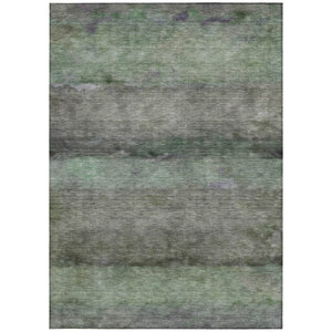 HomeRoots 8' X 10' Artichoke Green & Gray Abstract Washable Area Rug - Durable, Stylish for Indoor & Outdoor Use 658756