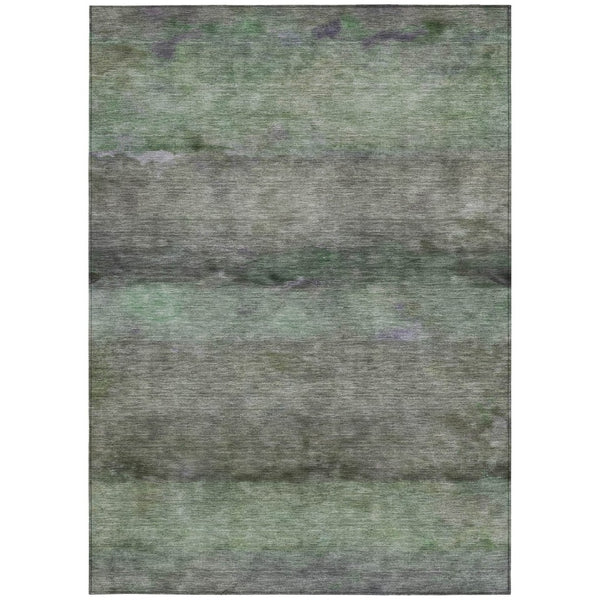HomeRoots 8' X 10' Artichoke Green & Gray Abstract Washable Area Rug - Durable, Stylish for Indoor & Outdoor Use 658756